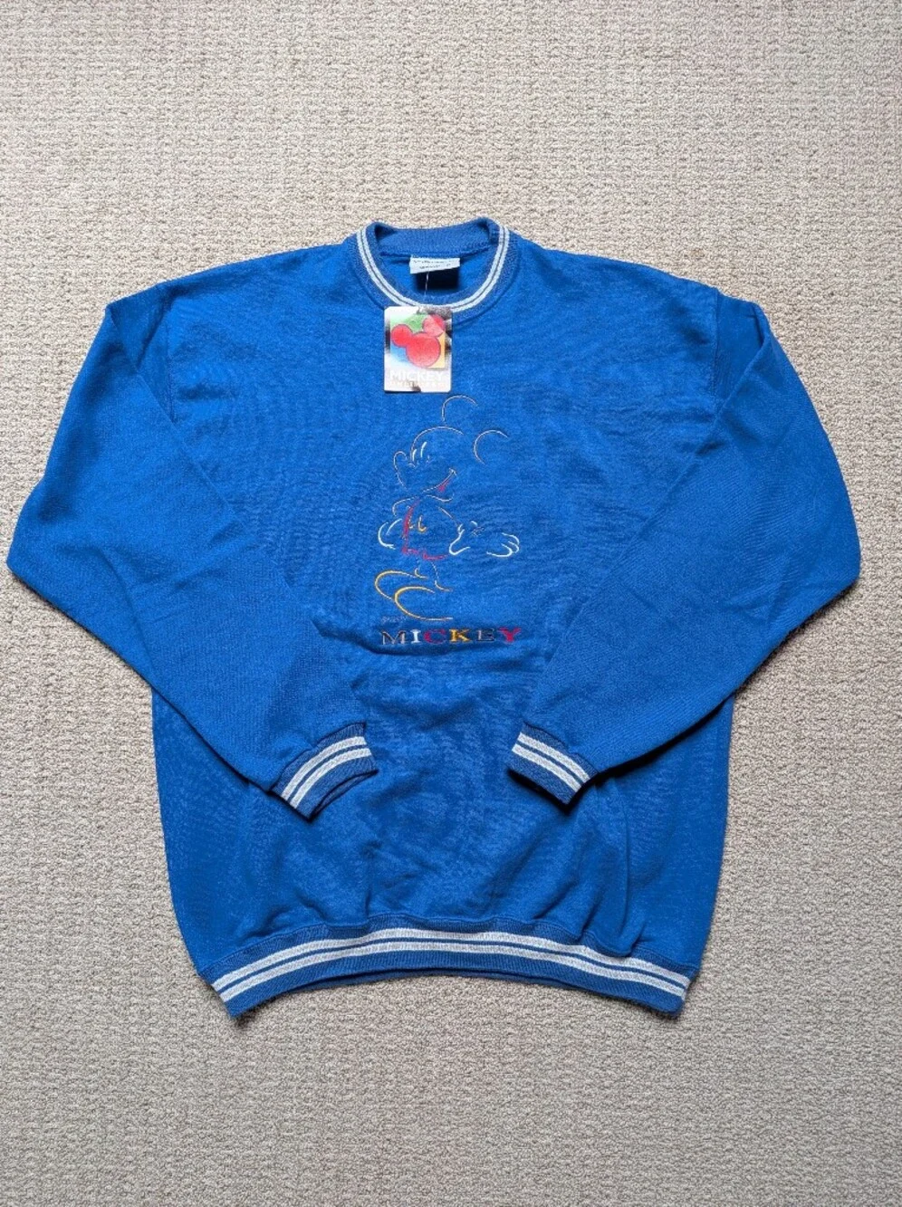 Vintage 90s XL Mickey Unlimited Genus Sweatshirt Blue Embroidered NWT
